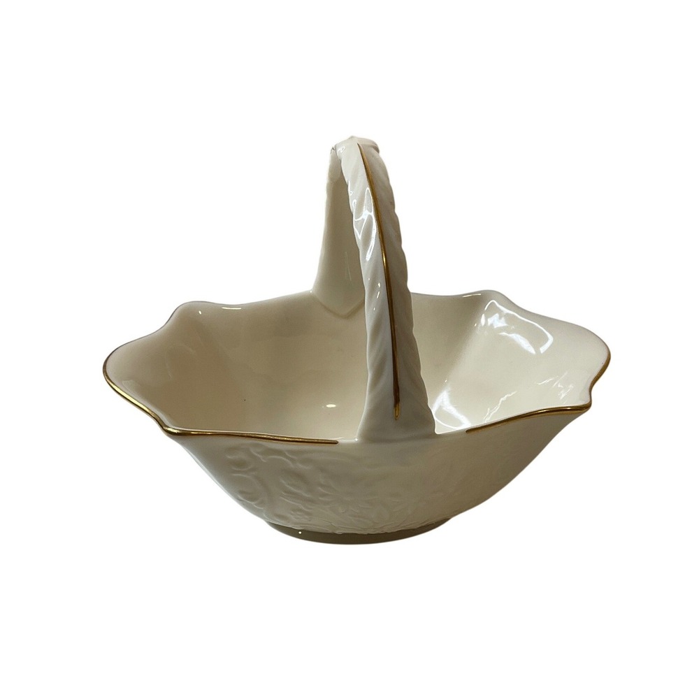 Vtintage Lenox Sans Souci Basket 24K Gold Trimmed Footed Fine China Porcelain - Picture 1 of 8